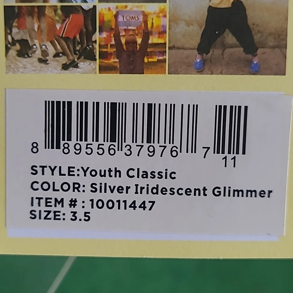 Tom's Youth Classic Silver Glimmer Glitter Espadrille - Picture 7 of 7